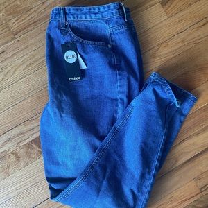 Boohoo High Rise Mid Wash Mom Jeans